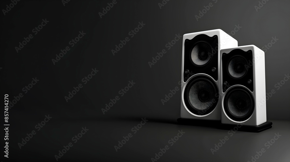 Altavoces negros en fondo oscuro Altavoces negros en fondo oscuro