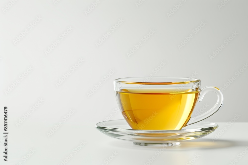 Green tea in glass on white background Green tea in glass on white background