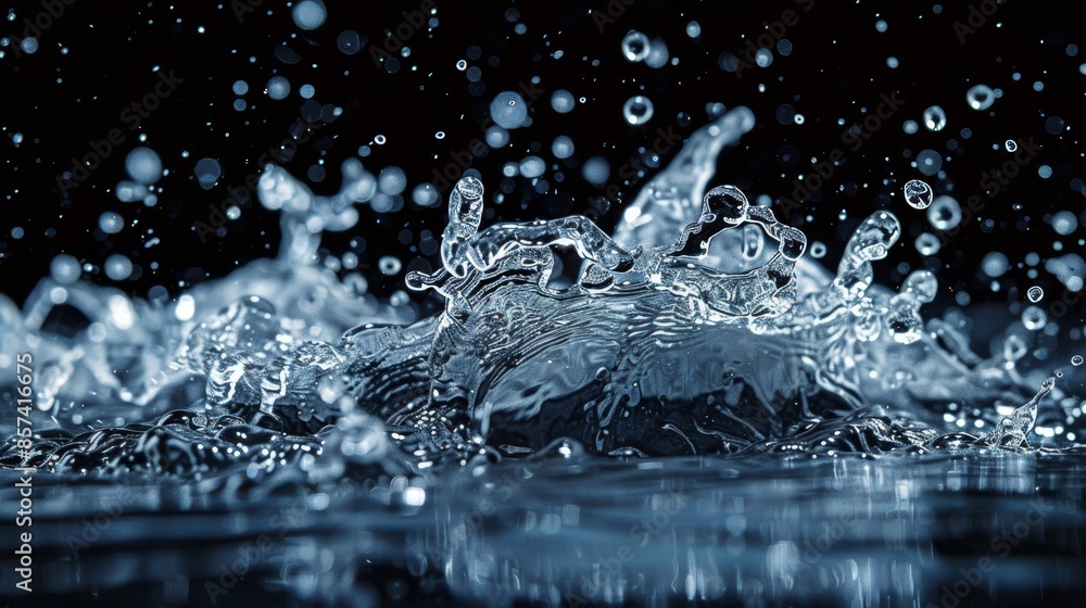 A monochrome image of water cascading atop a body, beneath a foreboding darkened sky A monochrome image of water cascading atop a body, beneath a foreboding darkened sky