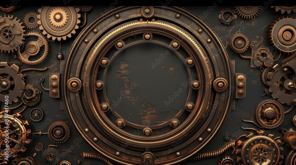 Naklejka premium Steampunk Gear Background.