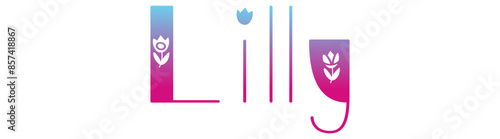 Lilly - colore sfumat rosa - azzurro - parola nome scritta con tulipani - ideale per websites, presentazioni, biglietti, banners, sweatshirt, stampe, cricut, sublimazioni, etichette, adesivi