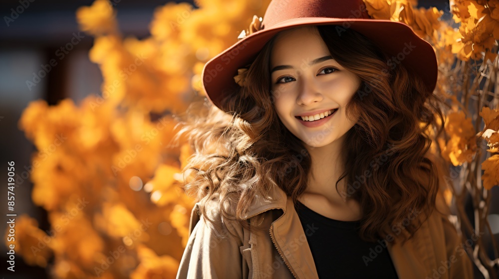 female portrait in autumn, the woman with the most beautiful smile in the world female portrait in autumn, the woman with the most beautiful smile in the world