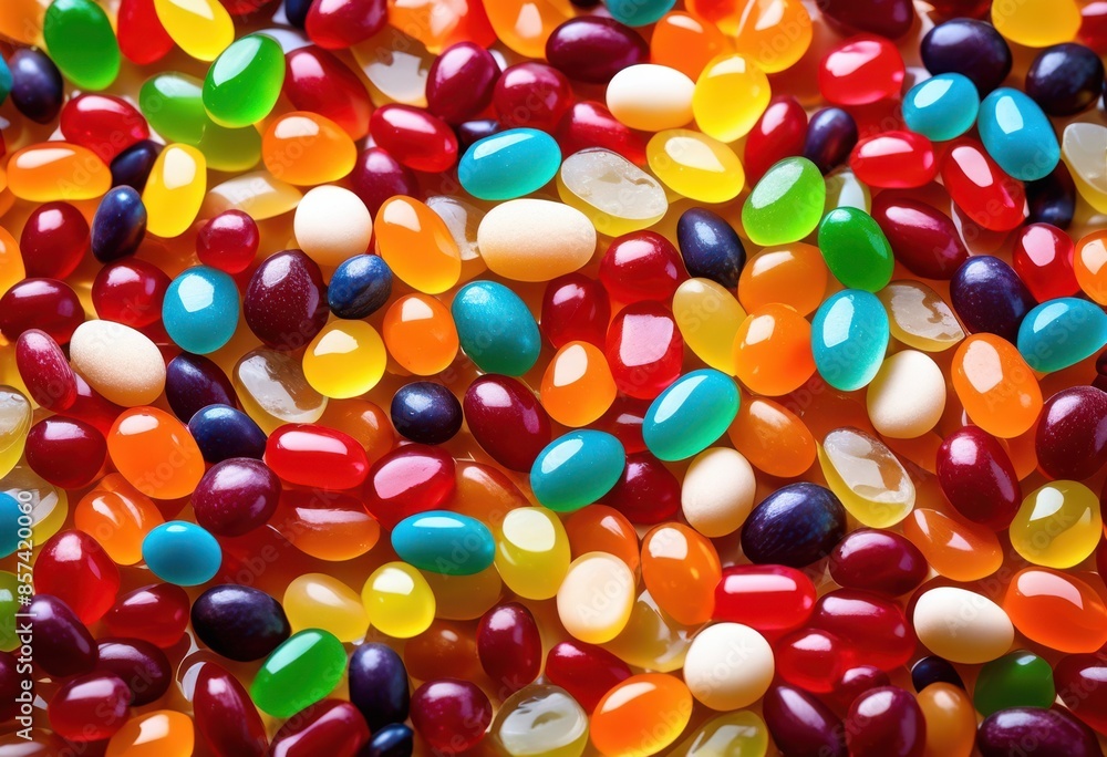 vibrant jelly beans arranged glass colorful sweet candies displayed transparent container, jellybeans, jar, shiny, multicolored, sugary, treats, showcase, lustrous,