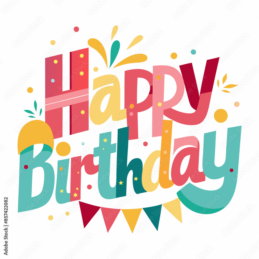 The card has bright letters and flags for a happy birthday wish The card has bright letters and flags for a happy birthday wish