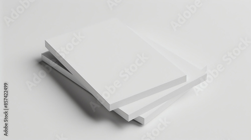A stack of three blank books on a white background. photo