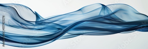 A studio photograph capturing a flowing blue wave pattern with subtle variations against a clean white background