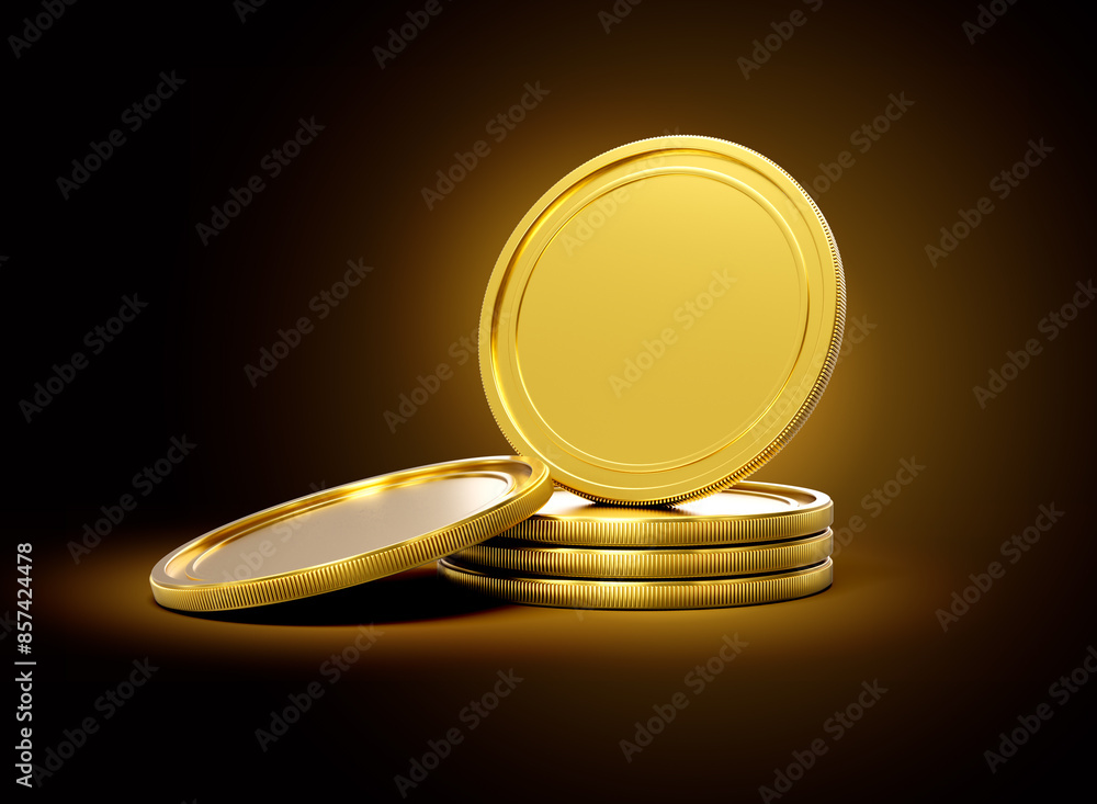 Stack Of Golden Shiny Rounded Coins Isolated On Shiny Golden Glow Background 3d Illustration Stack Of Golden Shiny Rounded Coins Isolated On Shiny Golden Glow Background 3d Illustration