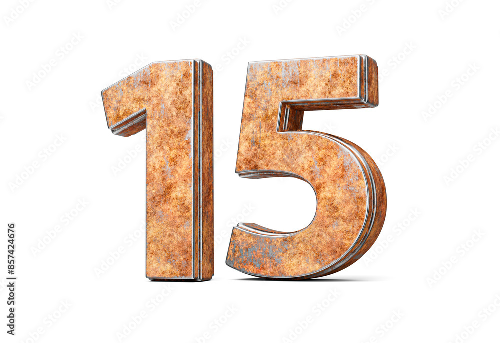 Number Fifteen 15 Digit Made Of Old Rusty Iron Metal Texture On White Background 3d Illustration Number Fifteen 15 Digit Made Of Old Rusty Iron Metal Texture On White Background 3d Illustration