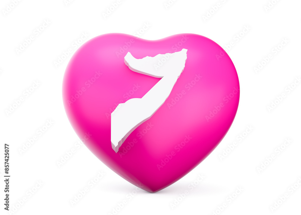 Pink Heart With White Map Of Somalia Isolated On White Background 3d Illustration Pink Heart With White Map Of Somalia Isolated On White Background 3d Illustration
