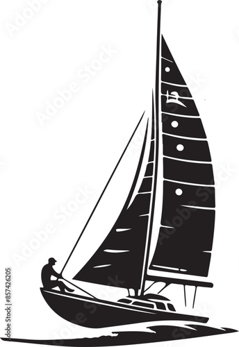Sailing Sport Stock Vector Illustration, vector black color silhouette