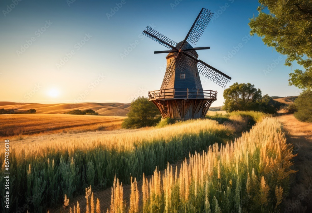 rustic windmill standing alone vast countryside landscape, isolated, rural, scenic, picturesque, tranquil, peaceful, serene, remote, solitary, panoramic rustic windmill standing alone vast countryside landscape, isolated, rural, scenic, picturesque, tranquil, peaceful, serene, remote, solitary, panoramic