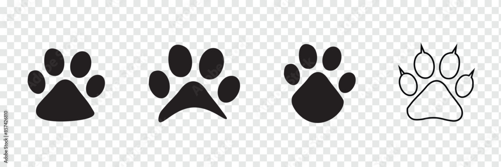 Fototapeta premium Set of different animal paw. 