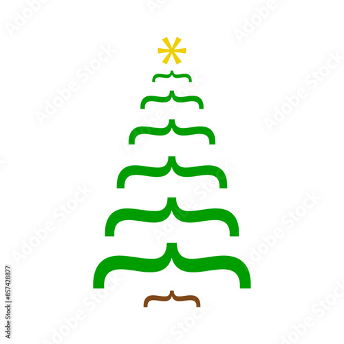 Tiempo de Navidad. Logo con árbol de navidad con estrella hecho con carácter de tipografía para tarjetas y felicitaciones