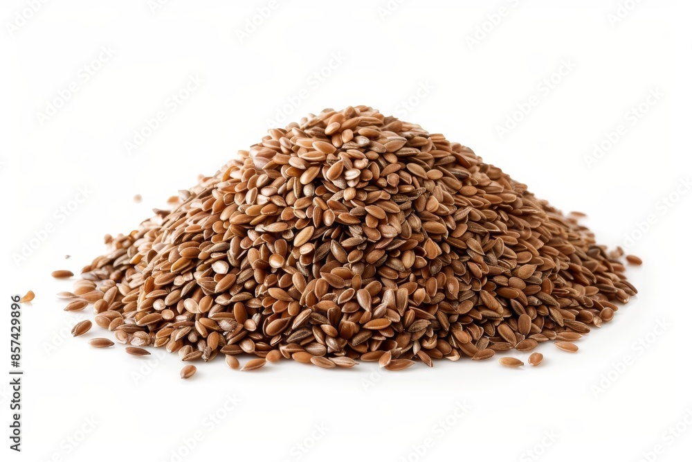 Pile of flaxseeds on a white surface Pile of flaxseeds on a white surface