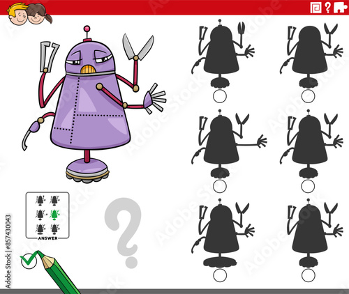 shadow game with cartoon robot or droid character