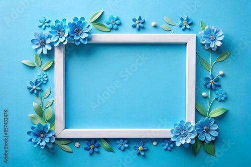 A frame made of blue flowers on a blue background © Aljona