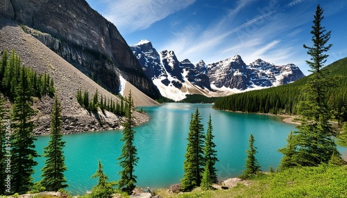 moraine lake panorama in banff national park alberta canada