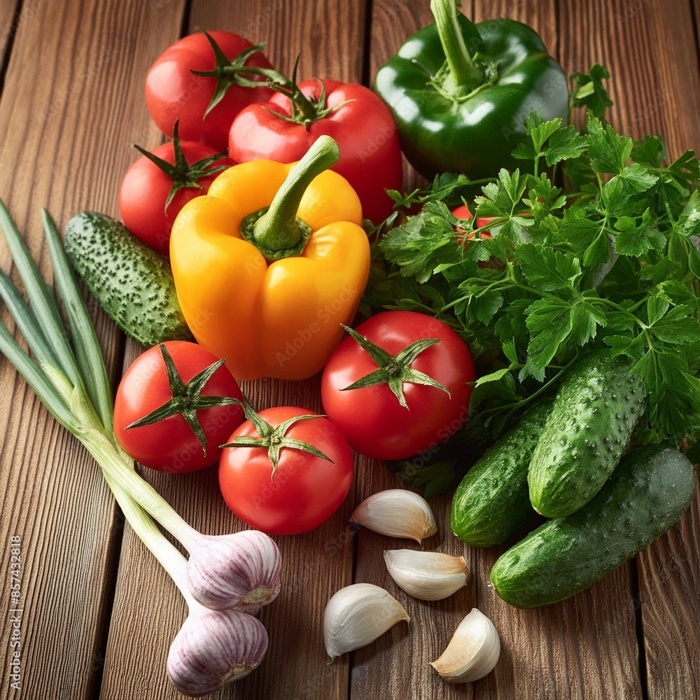 fresh vegetables on wooden table fresh vegetables on wooden table