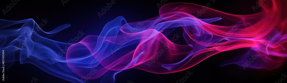 3d smoke effect red, blue and purple colors on black background

