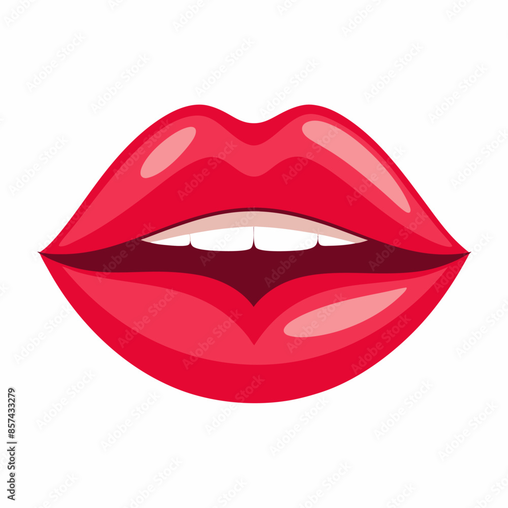 A close up of a womans mouth showcasing red lips and white teeth A close up of a womans mouth showcasing red lips and white teeth