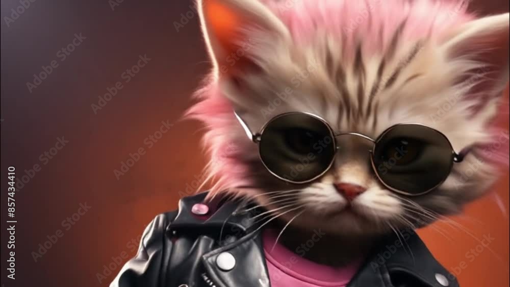 punk baby kitten in glasses and a black leather jacket banner punk baby kitten in glasses and a black leather jacket banner
