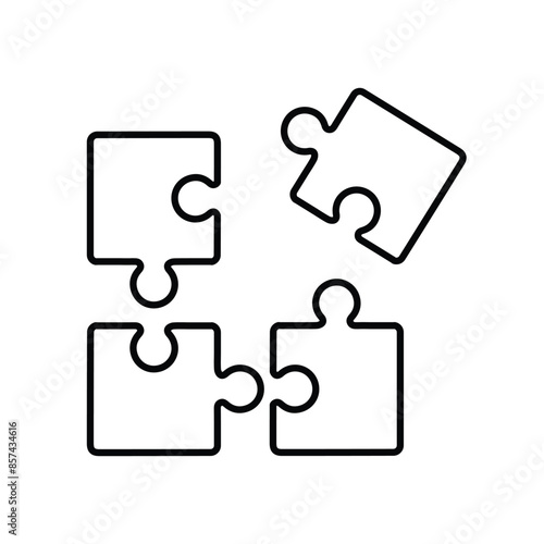 Integration outline icon. 4 puzzle pieces business concept icon. Development icon. vector. Editable stroke. linear style sign for use web design. Symbol illustration.  © makyzz