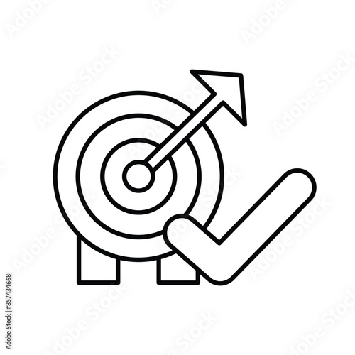 Positive check icon and target icon. Accuracy check outline icon. Vector illustration