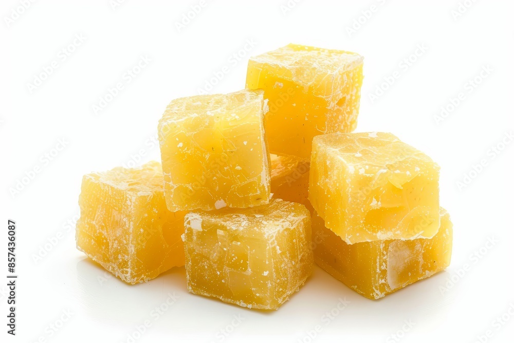 Savory bouillon cubes on white background Savory bouillon cubes on white background