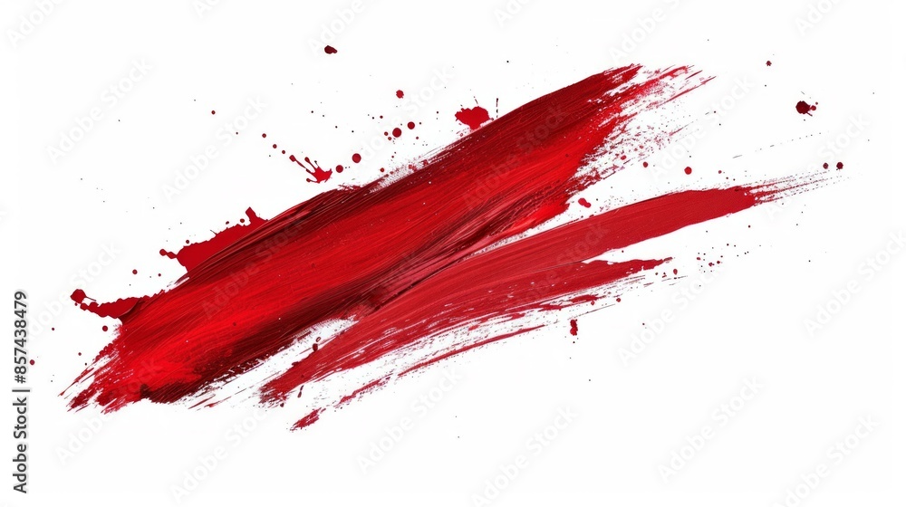 Red brush stroke isolated over white background, red lipstick Red brush stroke isolated over white background, red lipstick