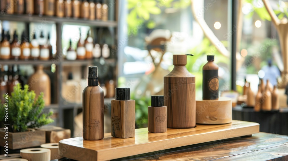 Wooden Bottles and Containers in Store Wooden Bottles and Containers in Store