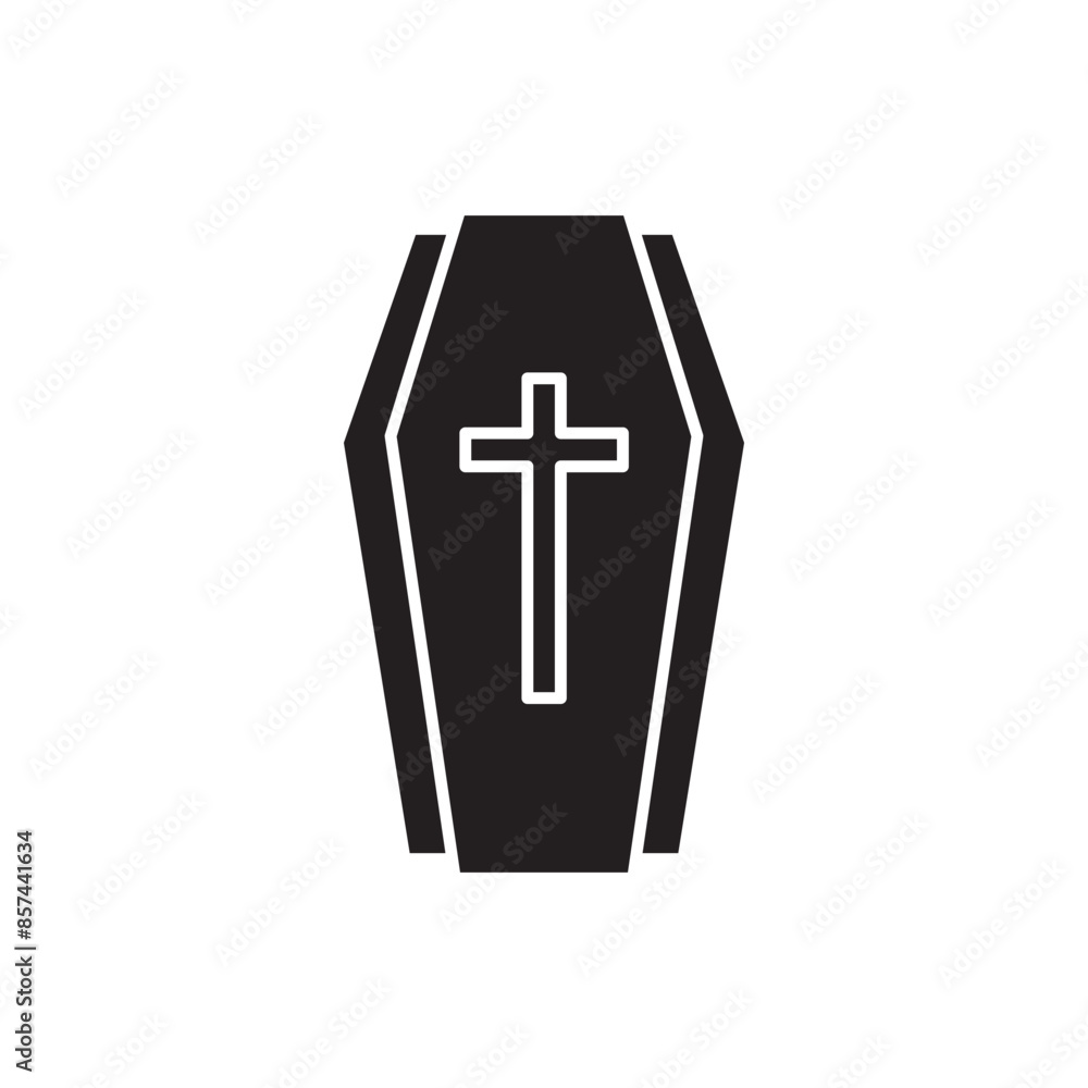 Obraz premium Coffin with cross icon design, isolated on white background, vector illustration