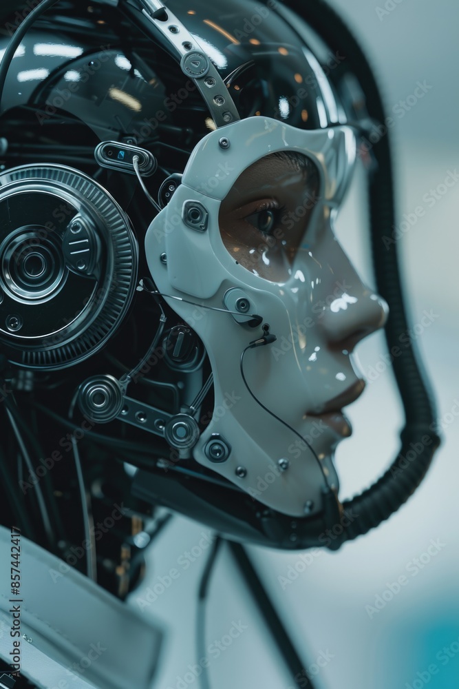 Fototapeta premium Close-up of a person wearing a helmet