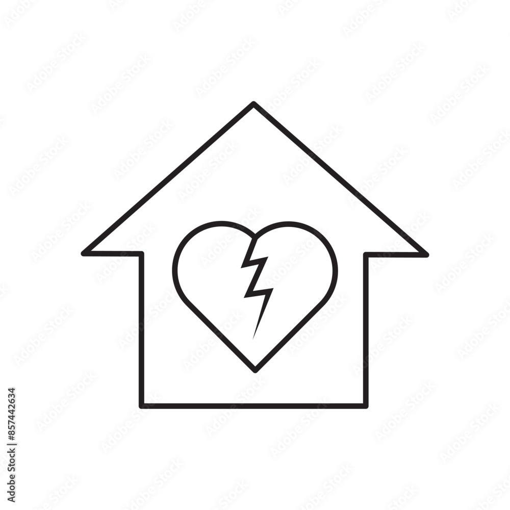 broken family house icon design, isolated on white background, vector illustration broken family house icon design, isolated on white background, vector illustration