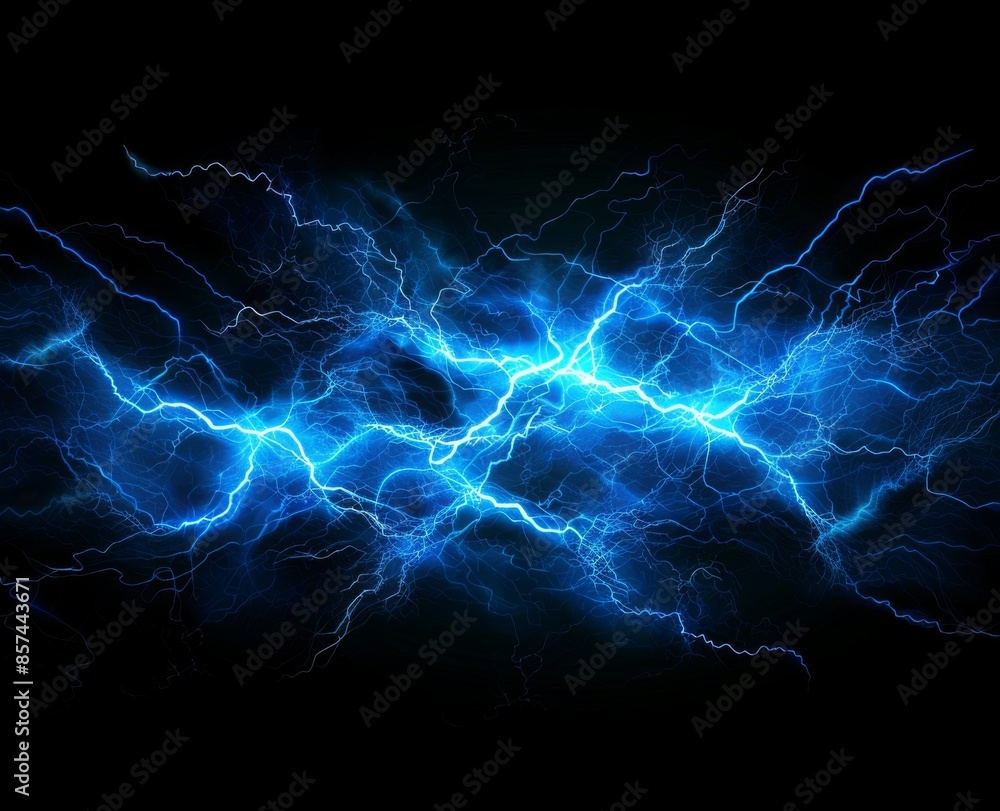 Blue lightning bolt on black background Blue lightning bolt on black background