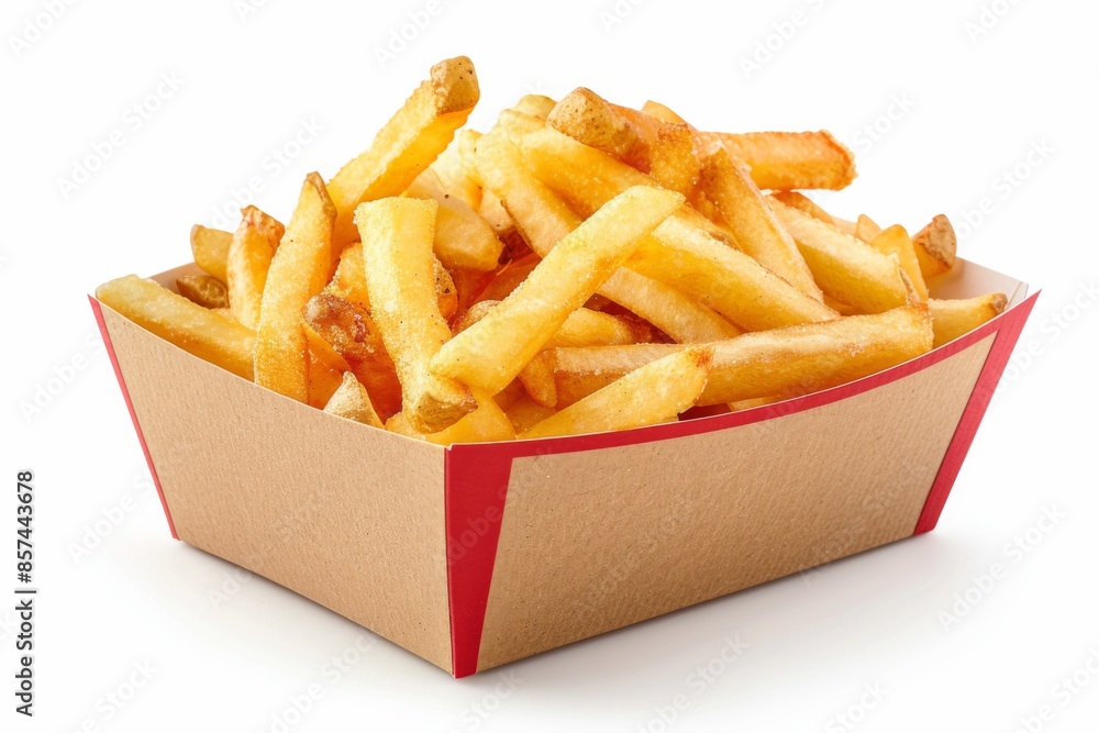 Crispy Golden French Fries in Cardboard Container Crispy Golden French Fries in Cardboard Container