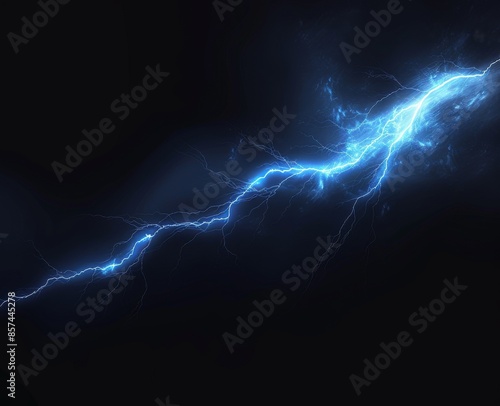 Blue lightning bolt on black background 