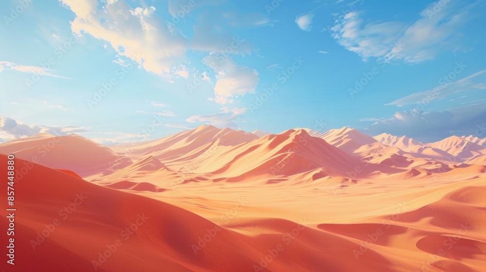 Naklejka premium Desert Landscape with Rolling Dunes and Blue Sky
