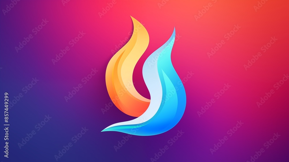Stylized Flame Icon with Vibrant Blue and Orange Color Gradient on a Dynamic Background Stylized Flame Icon with Vibrant Blue and Orange Color Gradient on a Dynamic Background