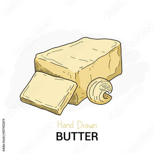 Hand drawn colorful Butter isolated on background