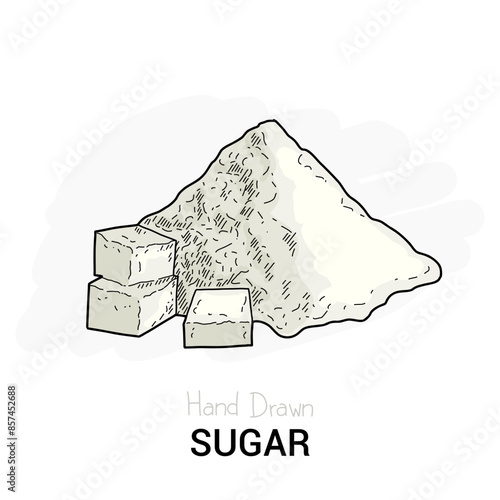 Hand drawn colorful Sugar isolated on background