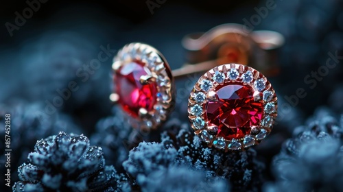 Close-up of Elegant Ruby Earrings