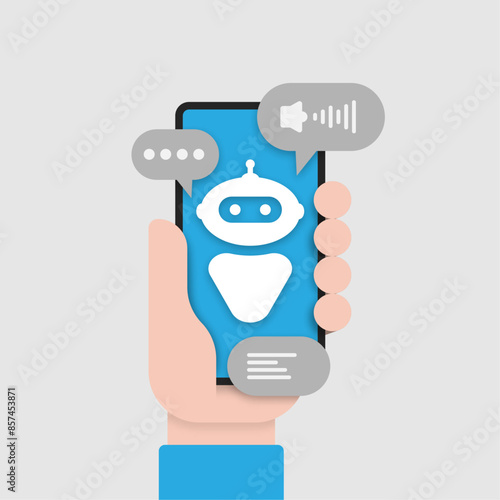 Chat bot on a smartphone screen in hand
