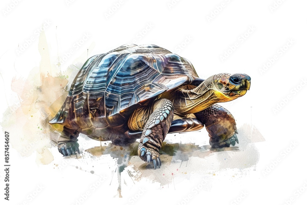 A watercolor painting of a turtle sitting on a white background, with a simple and elegant design A watercolor painting of a turtle sitting on a white background, with a simple and elegant design