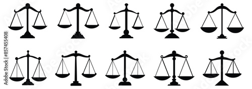 Justice scale silhouette set vector design big pack of illustration and icon