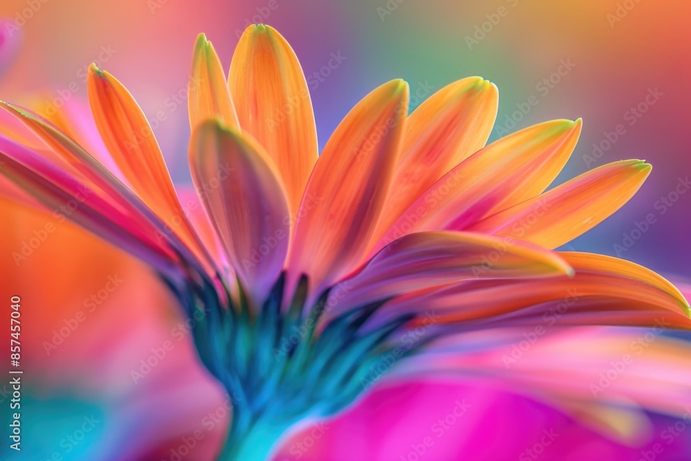 A close-up photograph of a bright orange flower with a blurred background of pinks and greens. The petals are soft and delicate, creating a sense of beauty and tranquility A close-up photograph of a bright orange flower with a blurred background of pinks and greens. The petals are soft and delicate, creating a sense of beauty and tranquility