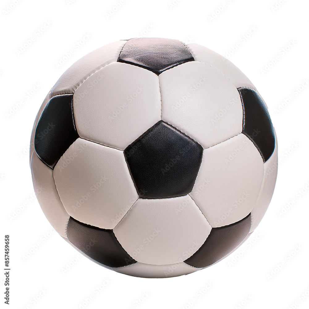 Naklejka premium Sportliche Ikone: Schwarz-weißer Fußball auf durchsichtigem Hintergrund 