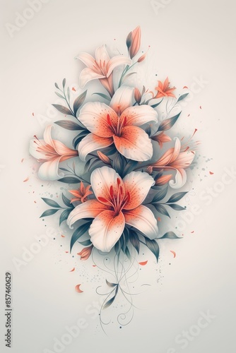 Elegant White and Orange Lily Bouquet With Delicate Ribbon