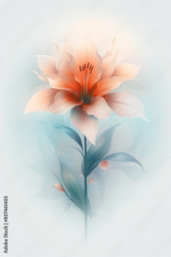 Fototapeta premium Soft Focus Lily Flower With Delicate Green Stem