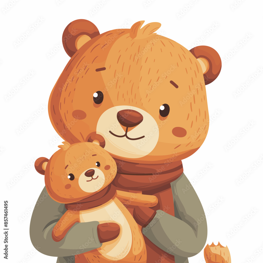 Cute cartoon bear with a teddy bear. Vector illustration. Cute cartoon bear with a teddy bear. Vector illustration.