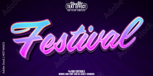 Festival editable text effect, customizable party and celebration 3d font style